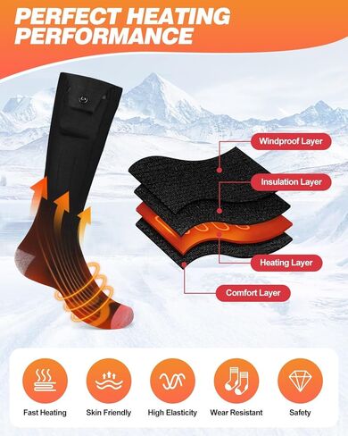 جوارب ساخنة، جوارب كهربائية قابلة لإعادة الشحن للرجال والنساء، 3 إعدادات للتدفئة، جورب ساخن قابل للغسل لصيد الأسماك والتزلج والمشي لمسافات طويلة والتزلج، هدايا عيد الميلاد المحشوة in Kuwait