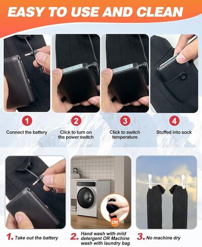 جوارب ساخنة، جوارب كهربائية قابلة لإعادة الشحن للرجال والنساء، 3 إعدادات للتدفئة، جورب ساخن قابل للغسل لصيد الأسماك والتزلج والمشي لمسافات طويلة والتزلج، هدايا عيد الميلاد المحشوة in Kuwait