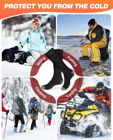 جوارب ساخنة، جوارب كهربائية قابلة لإعادة الشحن للرجال والنساء، 3 إعدادات للتدفئة، جورب ساخن قابل للغسل لصيد الأسماك والتزلج والمشي لمسافات طويلة والتزلج، هدايا عيد الميلاد المحشوة in Kuwait