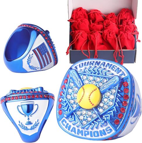 12 pcs Pack Softball Tournament championhsip Trophy Ring Softball Teams Players Awards Size 9 in Saudi Arabia