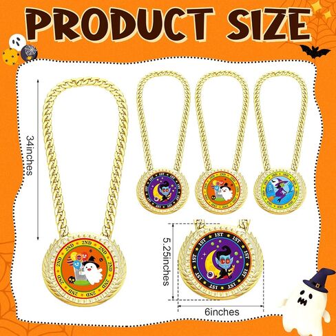 Tondiamo 3 Pieces Halloween Contest Medals Champ Chain Trophy 6 x 5 Inches Colorful Awards Medals for Halloween 1st 2nd 3rd Prizes Party Decoration in Saudi Arabia