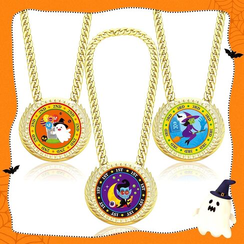 Tondiamo 3 Pieces Halloween Contest Medals Champ Chain Trophy 6 x 5 Inches Colorful Awards Medals for Halloween 1st 2nd 3rd Prizes Party Decoration in Saudi Arabia