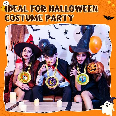 Tondiamo 3 Pieces Halloween Contest Medals Champ Chain Trophy 6 x 5 Inches Colorful Awards Medals for Halloween 1st 2nd 3rd Prizes Party Decoration in Saudi Arabia