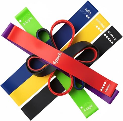 Resistance Bands Set of 6 – Multi-Color Elastic Workout Bands for Men & Women, Ideal for Home Gym in Saudi Arabia