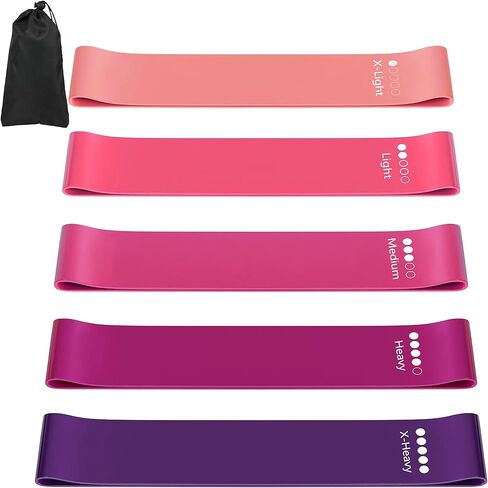 Resistance Bands for Working Out, Latex Exercise Bands Set of 5, Elastic Bands for Exercise with Workout Guide and Carry Bag, Fitness Bands for Strength Training, Yoga, Pilates, Home Workout in Saudi Arabia