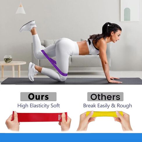 Resistance Bands for Working Out, Latex Exercise Bands Set of 5, Elastic Bands for Exercise with Workout Guide and Carry Bag, Fitness Bands for Strength Training, Yoga, Pilates, Home Workout in Saudi Arabia