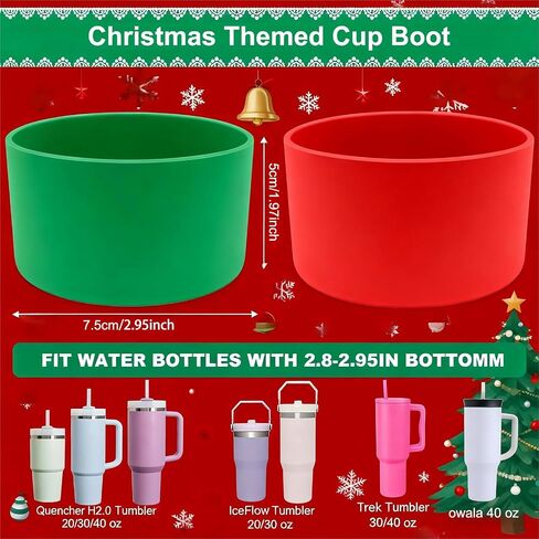 11Pcs Christmas Stanley Cup Accessories, Glow-in-The-Dark Stickers, 2 Silicone Stanley Boots, 4 Christmas Straw Cover, 10mm Straw Toppers for Stanley Cup 30oz 40oz in Saudi Arabia