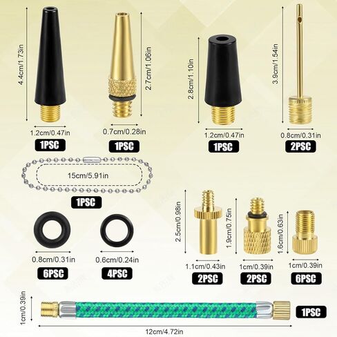 27pcs Bicycle Valve Adapter Set, Brass Tire Inflator Adapter Bike Pump Adapters Air Hose Adaptor for Standard Pump Ball Needles or Air Compressor for Presta Schrader in Saudi Arabia