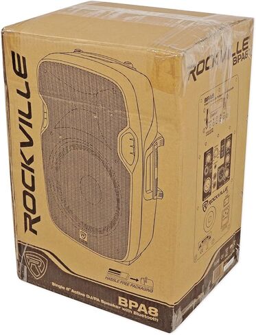 Rockville BPA8 8-in 300-Watt Powered Active DJ PA Speakers with Bluetooth, USB, SD, FM Radio, Mic Input, and Stand Mountable Design for Events and Performances, 2-Piece in Saudi Arabia