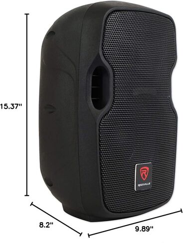 Rockville BPA8 8-in 300-Watt Powered Active DJ PA Speakers with Bluetooth, USB, SD, FM Radio, Mic Input, and Stand Mountable Design for Events and Performances, 2-Piece in Saudi Arabia