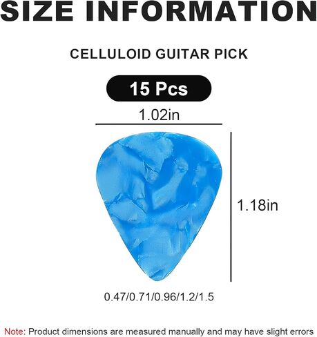 Guitar Picks Set Assorted Thickness Plectrums Daily Practice for Acoustic Smooth Edge Strumming Accessories 15 Pcs(Multicolor) in Saudi Arabia