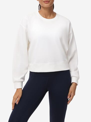 Basic Pullover Athletic Tops for Women Crewneck Cropped Long Sleeves Sweatshirt for Workout Walking Running in Saudi Arabia