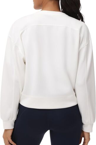 Basic Pullover Athletic Tops for Women Crewneck Cropped Long Sleeves Sweatshirt for Workout Walking Running in Saudi Arabia