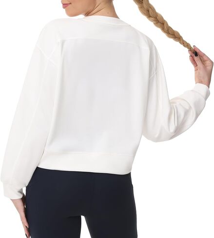 Basic Pullover Athletic Tops for Women Crewneck Cropped Long Sleeves Sweatshirt for Workout Walking Running in Saudi Arabia