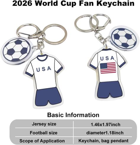 سلسلة مفاتيح كأس العالم لكرة القدم 2026 - إكسسوار فخر كأس العالم، هدية وتذكار لمحبي كرة القدم (قطعتان) in Kuwait