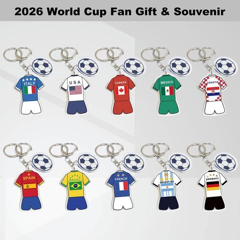 سلسلة مفاتيح كأس العالم لكرة القدم 2026 - إكسسوار فخر كأس العالم، هدية وتذكار لمحبي كرة القدم (قطعتان) in Kuwait