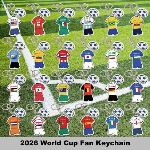 سلسلة مفاتيح كأس العالم لكرة القدم 2026 - إكسسوار فخر كأس العالم، هدية وتذكار لمحبي كرة القدم (قطعتان) in Kuwait