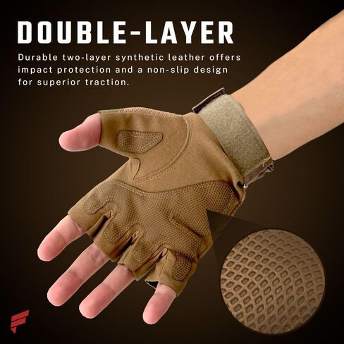 Fingerless Tactical Gloves – Men & Women, Breathable & Impact-Resistant Half-Finger Gloves for Motorcyclists, Airsoft, Cycling & Hunting, and Outdoor Sports, Beige in Saudi Arabia