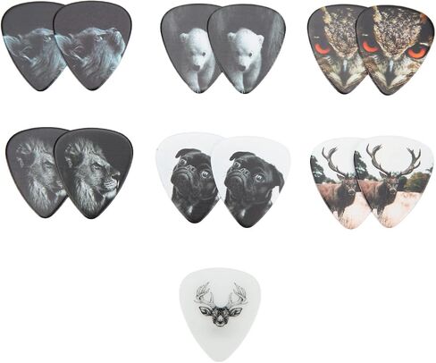 Guitar Picks Kit, Unique Animal Pattern Design Celluloid Material Medium Gauge 0.71mm Picks & Pick Bag & Storage Box for Acoustic Guitar Bass in Saudi Arabia