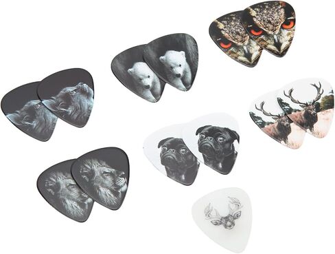 Guitar Picks Kit, Unique Animal Pattern Design Celluloid Material Medium Gauge 0.71mm Picks & Pick Bag & Storage Box for Acoustic Guitar Bass in Saudi Arabia