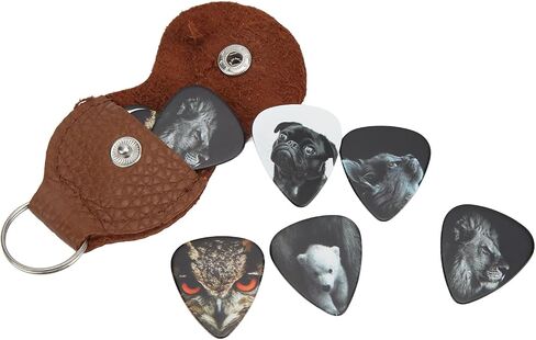 Guitar Picks Kit, Unique Animal Pattern Design Celluloid Material Medium Gauge 0.71mm Picks & Pick Bag & Storage Box for Acoustic Guitar Bass in Saudi Arabia