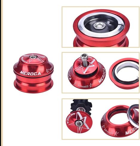 Headset Set 44mm Aluminium Alloy Bearing Headset Mountain Road Tube Accessories(Red) in Saudi Arabia