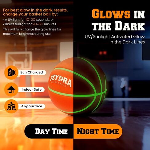 Silent Basketball Size 7 – Glow-in-The-Dark Indoor Basketball for Kids & Adults – Soft Foam Airless Basket Ball for Quiet Dribbling with Drawstring Bag – Soundless PU Soft Silent Ball in Saudi Arabia