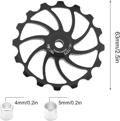 بكرة Derailleur الخلفية، 16T سبائك الألومنيوم دراجة دليل الأسطوانة بكرة الطريق دراجات السيراميك تحمل أجزاء عجلة دليل لمحور 4/5/6 مم الدراجة الجبلية in Saudi Arabia