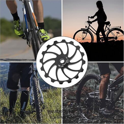 بكرة Derailleur الخلفية، 16T سبائك الألومنيوم دراجة دليل الأسطوانة بكرة الطريق دراجات السيراميك تحمل أجزاء عجلة دليل لمحور 4/5/6 مم الدراجة الجبلية in Saudi Arabia