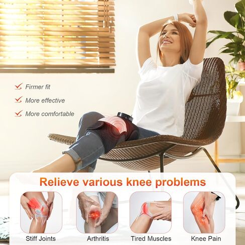 Cordless Heated Knee Massager, FSA Eligible 3-in-1 Electric Knee Massager with Heat for Knee Heating Pad Elbow Shoulder Pain Relief Wrap with 3 Vibration & 6 Heating Modes in Saudi Arabia