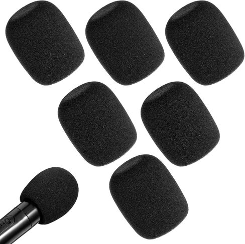 Microphone Cover, 6PCS Foam Mic Covers Black Microphone Windscreen Pop Filter Covers Microphones Accessories for Most Standard Handheld Microphones in Saudi Arabia