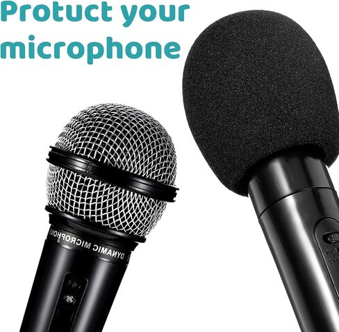 Microphone Cover, 6PCS Foam Mic Covers Black Microphone Windscreen Pop Filter Covers Microphones Accessories for Most Standard Handheld Microphones in Saudi Arabia