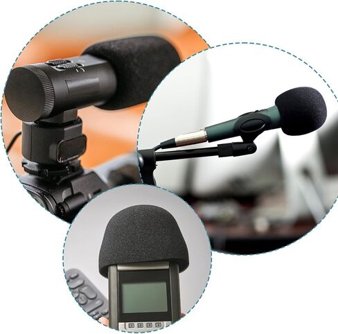Microphone Cover, 6PCS Foam Mic Covers Black Microphone Windscreen Pop Filter Covers Microphones Accessories for Most Standard Handheld Microphones in Saudi Arabia