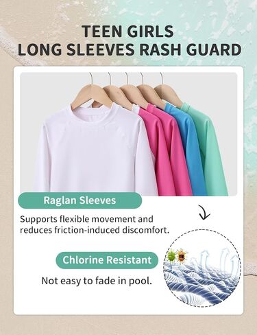 Girls Ruffle Rash Guard Swim Shirts, UPF 50+ Sun Protection Long Sleeve Rashguard Water Swimwear Tops in Kuwait