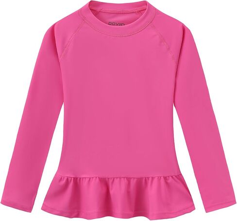 Girls Ruffle Rash Guard Swim Shirts, UPF 50+ Sun Protection Long Sleeve Rashguard Water Swimwear Tops in Kuwait