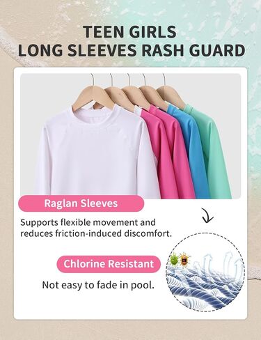 Girls Ruffle Rash Guard Swim Shirts, UPF 50+ Sun Protection Long Sleeve Rashguard Water Swimwear Tops in Kuwait