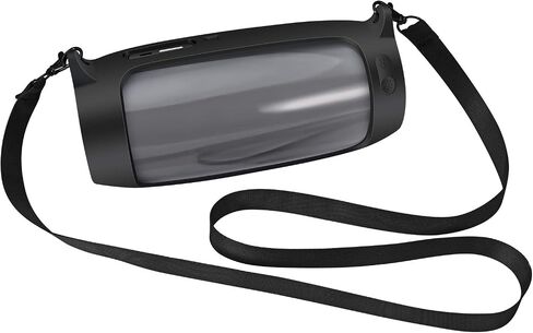 حافظة غطاء سيليكون مقاومة للصدمات لمكبرات الصوت JBL Pulse 4 - جلد واقي محمول مع حزام كتف وإبزيم معدني، ملحق مكبر صوت بلوتوث مضاد للخدش (أسود) in Kuwait