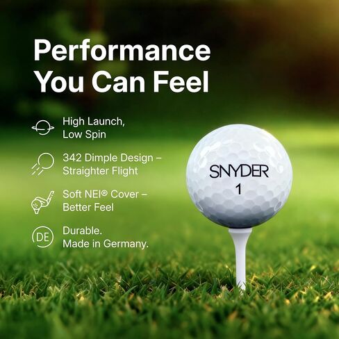 Snyder USA Speed Golf Balls - 3-Piece Construction Distance Golf Balls, 342 Dimples, 80 Compression, High Visibility Colored Golf Balls 12 Pack in Saudi Arabia