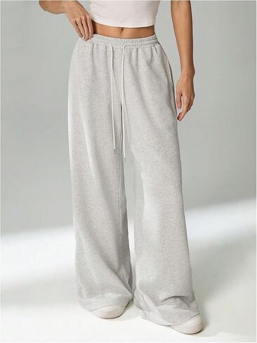 GORGLITTER Women's Wide Leg Sweatpants Gym Workout Sweatpants Low Waisted Baggy Pants Athletic Joggers in Saudi Arabia