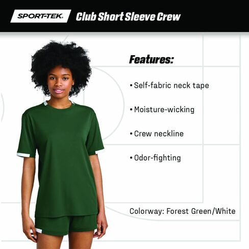 SPORT-TEK Unisex Club Short Sleeve Crew | Moisture Wicking T-Shirt for Men & Women, Odor Resistant, Breathable Mesh in Saudi Arabia