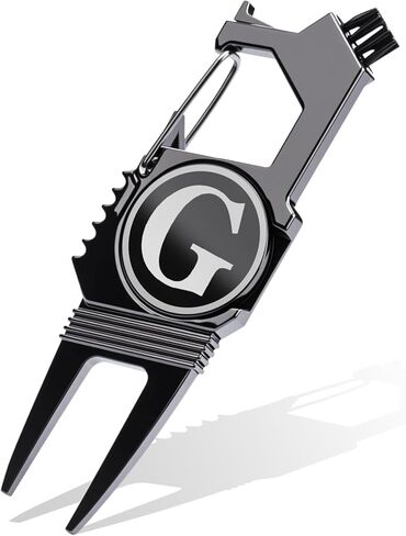 Skylety Golf Divot Repair Tool with Letter Ball Marker 6-in-1 Divot Tool Initials Ball Marker, Club Holder, Brush, Clip Buckle, Groove Cleaner Golf Accessories for Christmas Men Father Gift in Saudi Arabia