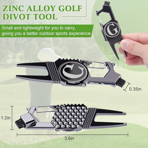 Skylety Golf Divot Repair Tool with Letter Ball Marker 6-in-1 Divot Tool Initials Ball Marker, Club Holder, Brush, Clip Buckle, Groove Cleaner Golf Accessories for Christmas Men Father Gift in Saudi Arabia