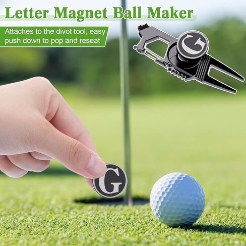 Skylety Golf Divot Repair Tool with Letter Ball Marker 6-in-1 Divot Tool Initials Ball Marker, Club Holder, Brush, Clip Buckle, Groove Cleaner Golf Accessories for Christmas Men Father Gift in Saudi Arabia