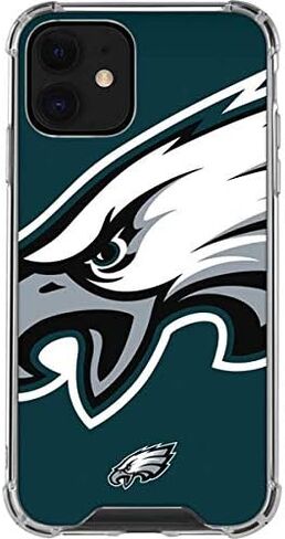 Skinit Clear Phone Case Compatible with iPhone 12 Mini - Officially Licensed NFL Philadelphia Eagles Black & White Design in Saudi Arabia