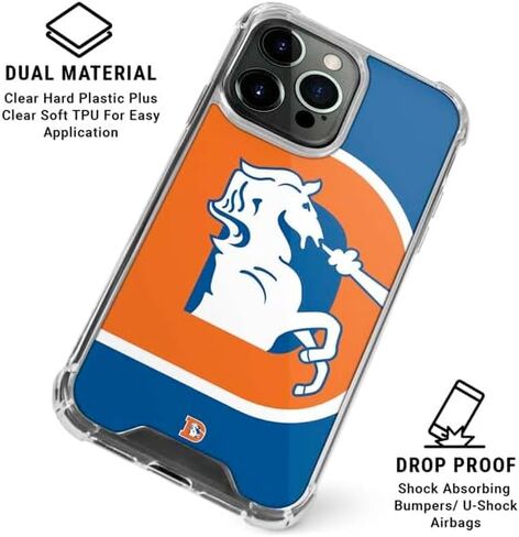 Skinit Clear Phone Case Compatible with iPhone 16 Pro Max - Officially Licensed NFL Denver Broncos Retro Logo Design in Saudi Arabia