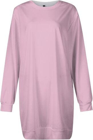Womens Fall Dresses Casual Long Sleeve Oversized Sweatshirt Dress Crewneck Sweatshirts Lounge Pullover Short Dress in Saudi Arabia