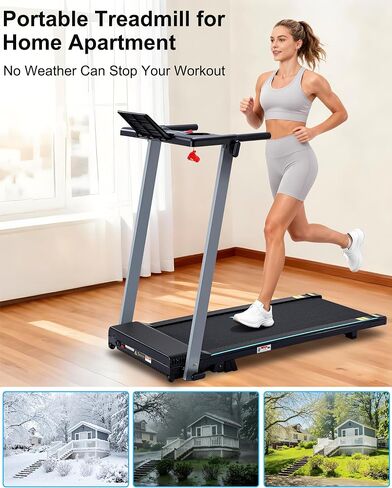 Incline Treadmill with Handles, Portable Small Folding Treadmill for Home Office, Walking Pad with 300 LBS Capacity, 24 Preset Programs, LED Display, Extendable Cup Holder in Saudi Arabia