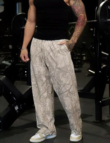 Men's Camo Sweatpants Loose Fit Baggy Joggers Streetwear Workout Athletic Track Pants with Pockets in Saudi Arabia