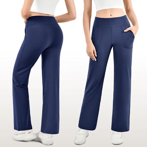 Walifrey Wide Leg Yoga Pants for Women, Loose Stretch Sweatpants with Pockets Casual Lounge in Kuwait