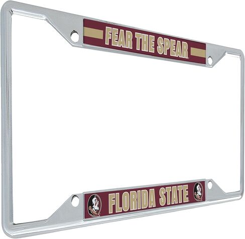 Desert Cactus Florida State University License Plate Frame Seminoles FSU Holder for Front or Back of Car Metal Car Tag Holder Officially Licensed (Slogan 2) in Saudi Arabia